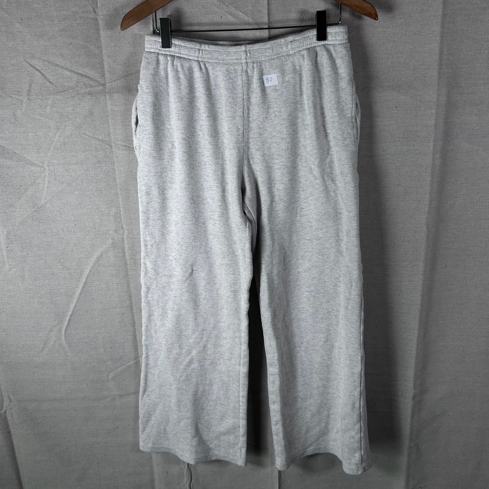 Brandy Melville Gray Waffle Knit Thermal Wide Leg Lounge Pants Pajamas Cotton